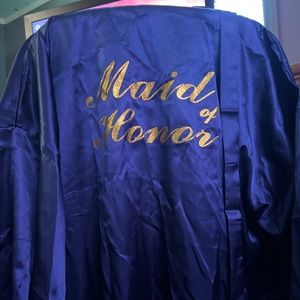 Navy blue and gold Maid of Honor robe.
